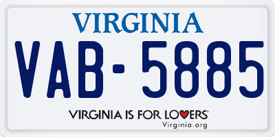 VA license plate VAB5885