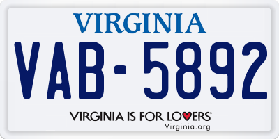 VA license plate VAB5892