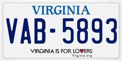 VA license plate VAB5893