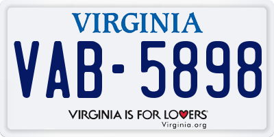 VA license plate VAB5898