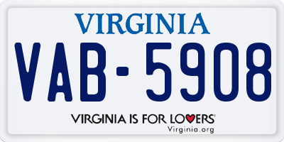 VA license plate VAB5908
