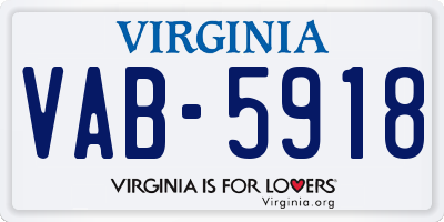 VA license plate VAB5918