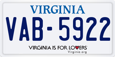 VA license plate VAB5922