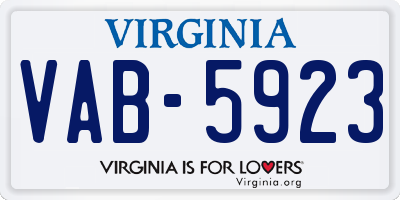 VA license plate VAB5923