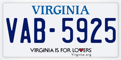 VA license plate VAB5925