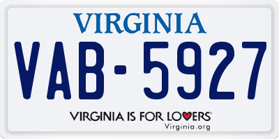 VA license plate VAB5927