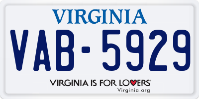 VA license plate VAB5929