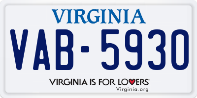 VA license plate VAB5930