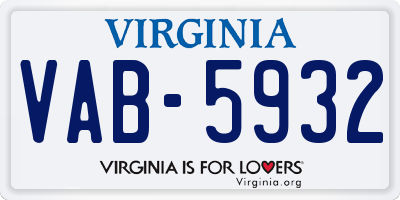 VA license plate VAB5932