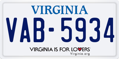 VA license plate VAB5934