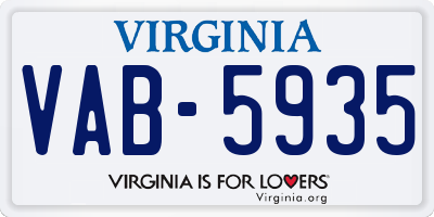 VA license plate VAB5935