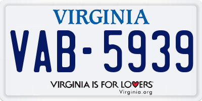VA license plate VAB5939
