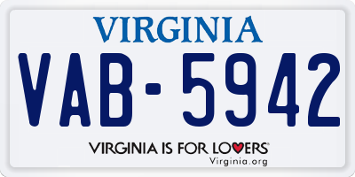 VA license plate VAB5942