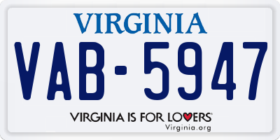 VA license plate VAB5947