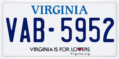 VA license plate VAB5952