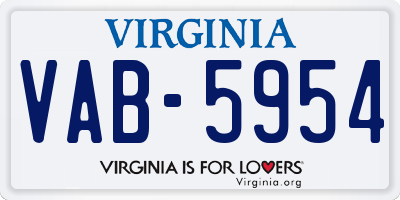 VA license plate VAB5954