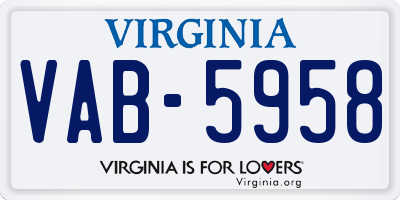 VA license plate VAB5958