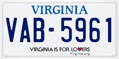 VA license plate VAB5961