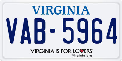 VA license plate VAB5964