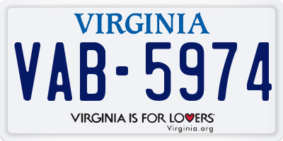 VA license plate VAB5974