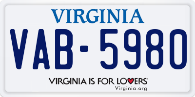 VA license plate VAB5980