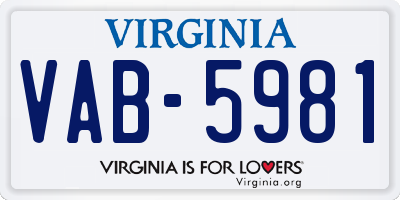 VA license plate VAB5981