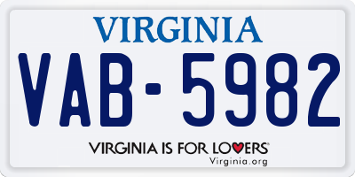 VA license plate VAB5982