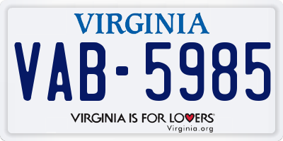 VA license plate VAB5985