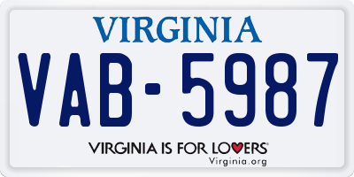 VA license plate VAB5987