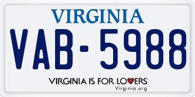 VA license plate VAB5988