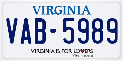 VA license plate VAB5989