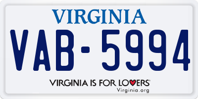 VA license plate VAB5994