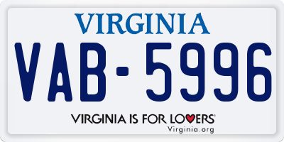 VA license plate VAB5996