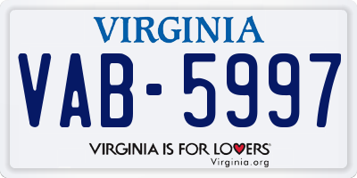 VA license plate VAB5997