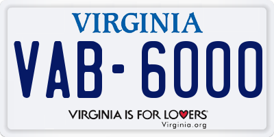 VA license plate VAB6000