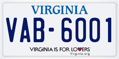 VA license plate VAB6001