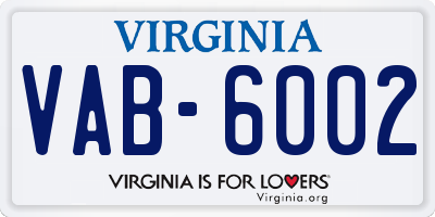 VA license plate VAB6002