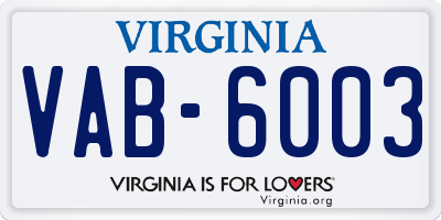 VA license plate VAB6003