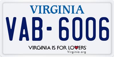 VA license plate VAB6006