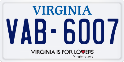 VA license plate VAB6007