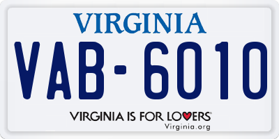 VA license plate VAB6010