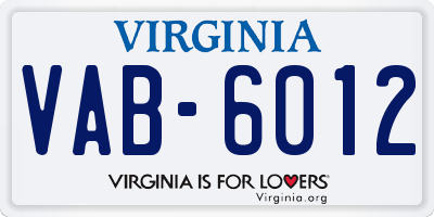 VA license plate VAB6012