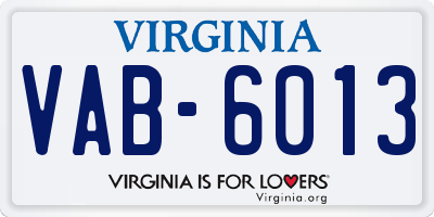 VA license plate VAB6013