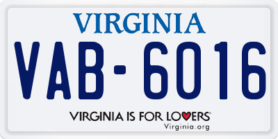 VA license plate VAB6016