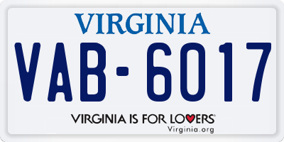 VA license plate VAB6017