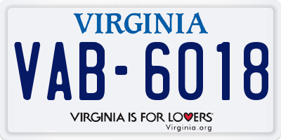 VA license plate VAB6018