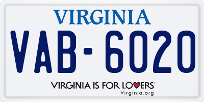 VA license plate VAB6020