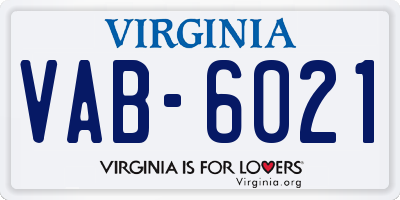 VA license plate VAB6021