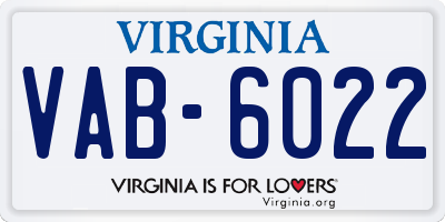 VA license plate VAB6022