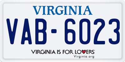 VA license plate VAB6023